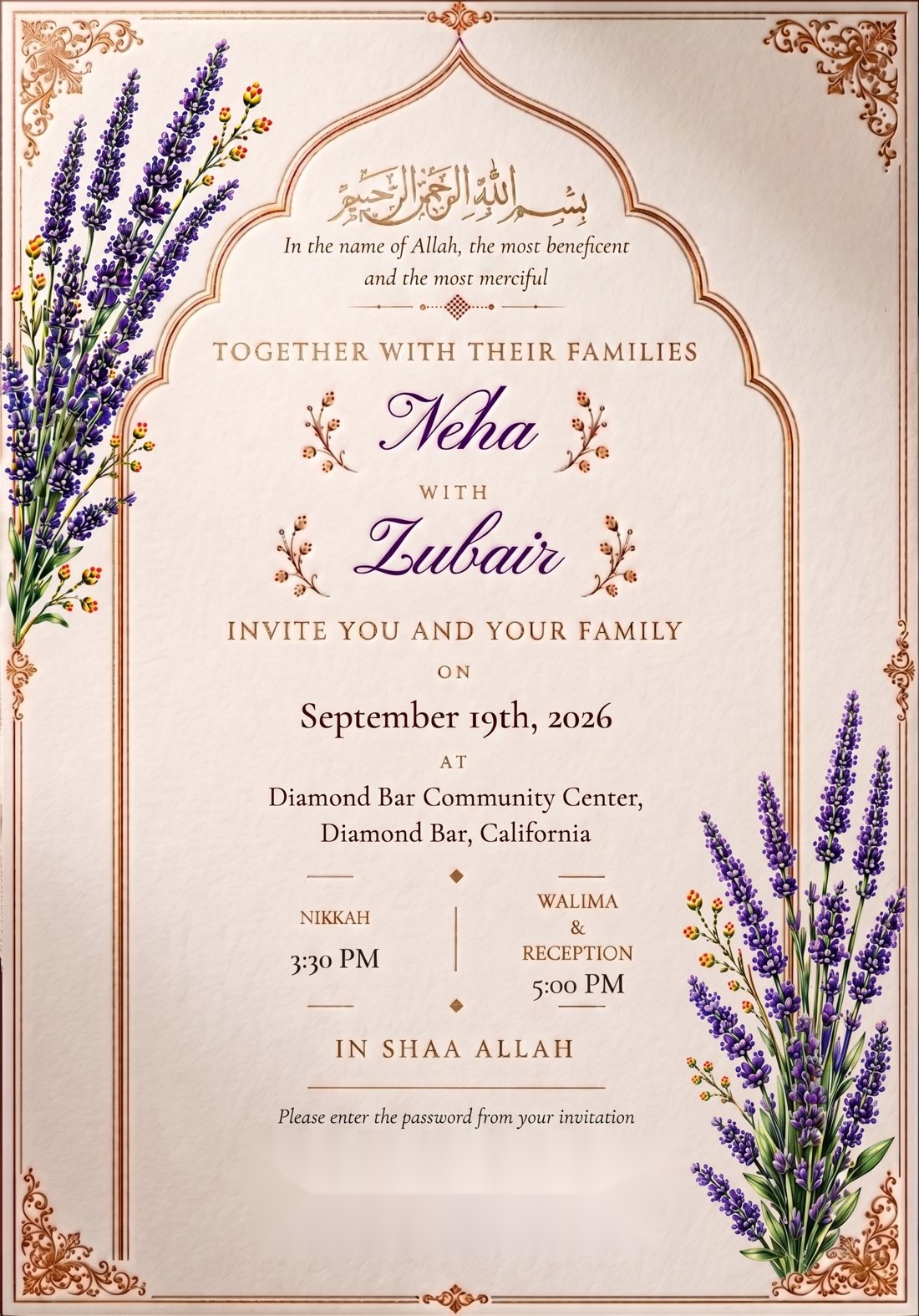 Neha and Zubair wedding invitation